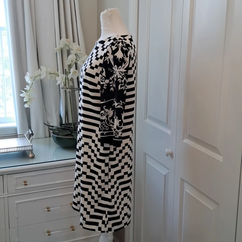 Weekend‎ Max Mara Womens Black/Cream Geometric Print Shift Dress 6